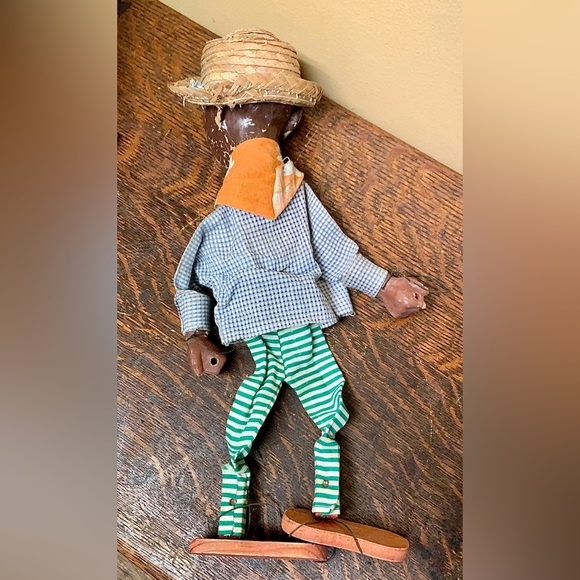 Antique Straw Hat Bandana Wearing Jigger Dancing Puppet Marionette Doll - Picture 7 of 16